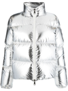 Moncler Metallic Puffer Jacket In Silber