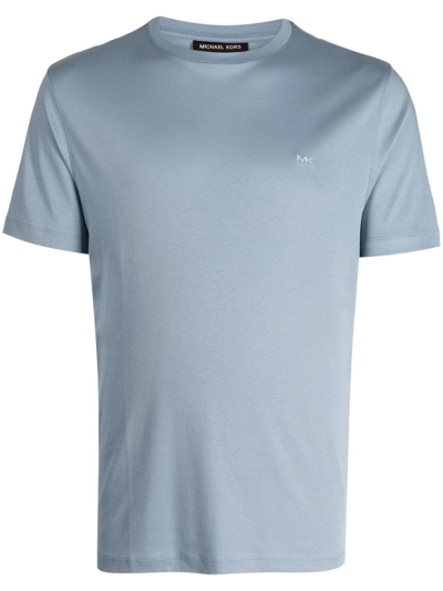 Michael Kors Embroidered-logo Cotton T-shirt In Blau