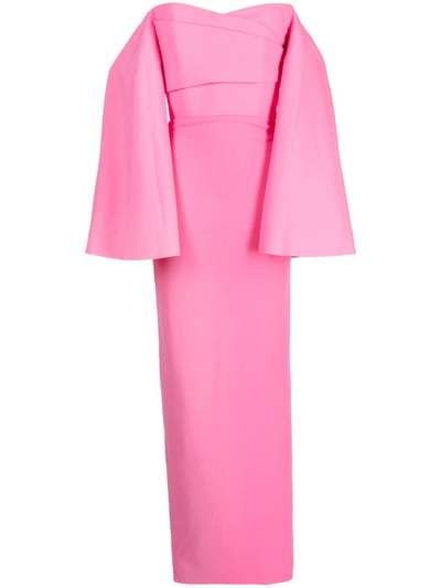 Solace London Eliana Off-the-shoulder Crepe Maxi Dress In Pink