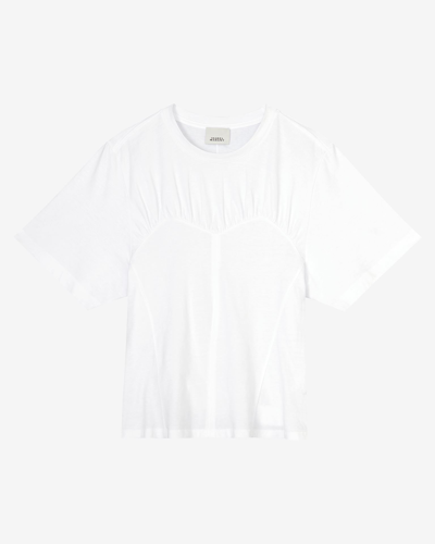 Isabel Marant Gathered-detail Crew-neck T-shirt In White