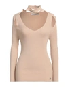 Simona Corsellini Woman Sweater Sand Size M Viscose, Polyester, Polyamide In Beige