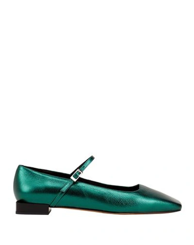 8 By Yoox Leather Mary Jane Ballet Woman Ballet Flats Emerald Green Size 11 Calfskin