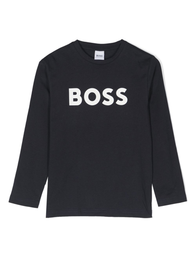 Bosswear Kids' Logo-print Long-sleeve T-shirt In Black