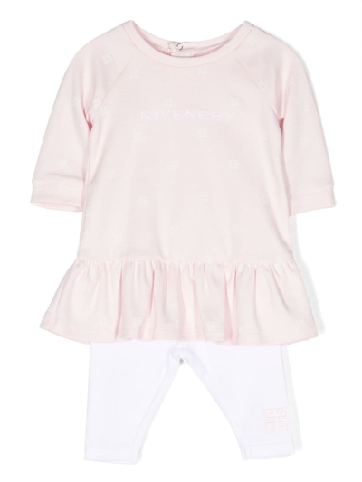 Givenchy Babies' Logo-embroidered Cotton Trouser Set In Pink