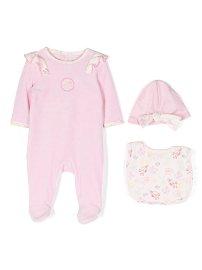 Kenzo Babies' Embroidered-logo Three-piece Set In Pink