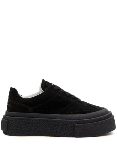 Mm6 Maison Margiela Lace-up Leather Sneakers In T8013 Black