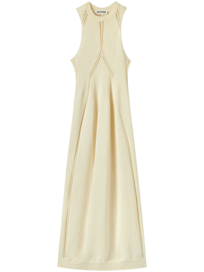 Jil Sander Cut-out Sleeveless Midi Dress In Beige