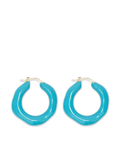 Jil Sander Chunky Hoop Design Earrings In Blue