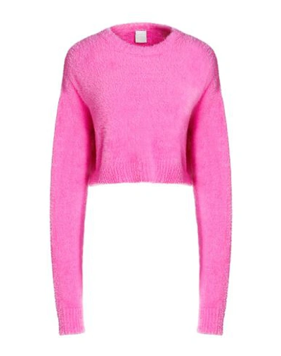 8 By Yoox Knitted Furry Jumper Woman Sweater Fuchsia Size Xxl Polyamide In Pink