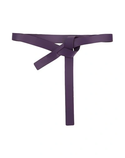 8 By Yoox Leather Knot Waist Belt Woman Belt Dark Purple Size Xxl Bovine Leather