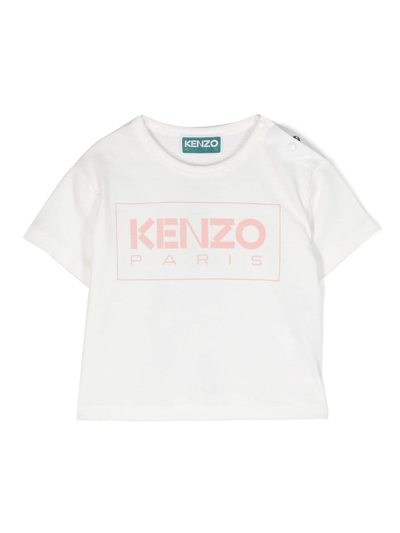 Kenzo Babies' Logo-print Cotton T-shirt In Ivory