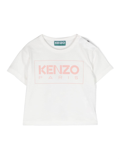 Kenzo Babies' Logo印花棉t恤 In Ivory