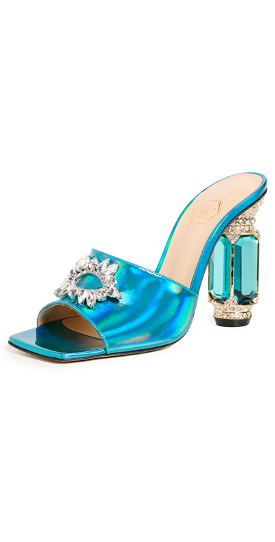 Nalebe Women's Aurum 100 Slip On Embellished High Heel Sandals In Crystal Blue