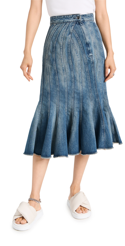 Marc Jacobs Wave High-waisted Denim Skirt In Blue