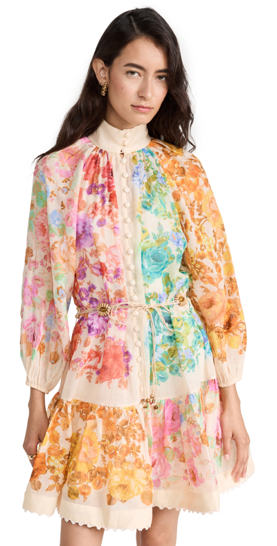 Zimmermann August Lace Trimmed Cotton Mini Dress In Printed