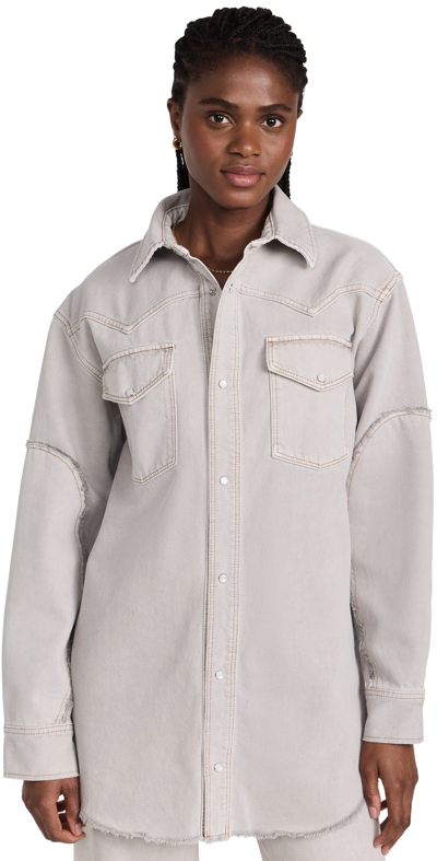 Re/done Oversized Denim Shirt Jacket In Greyish