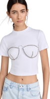 Area Crystal Bustier Cup Crop T-shirt In White