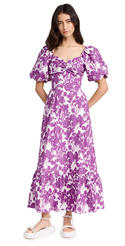 English Factory Floral Print Maxi Dress In Berry