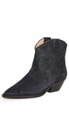 Isabel Marant Dewina Distressed Suede Ankle Boots In Faded Black
