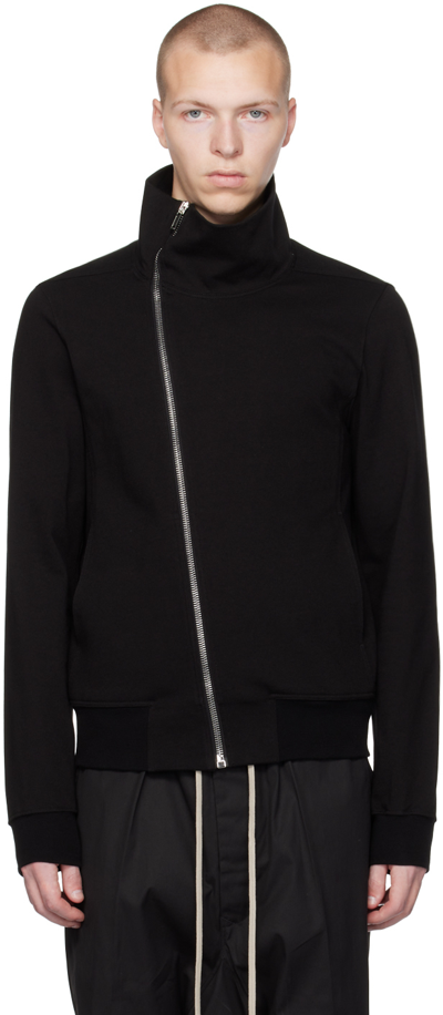 Rick Owens Mens Black Bauhaus Long-sleeve Cotton-jersey Zipped Sweatshirt