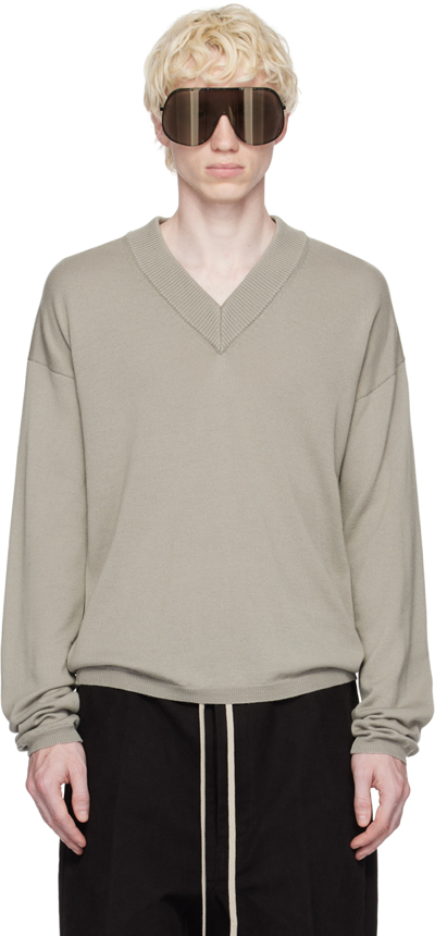 Rick Owens Off-white V-neck Sweater In 08 Pearl