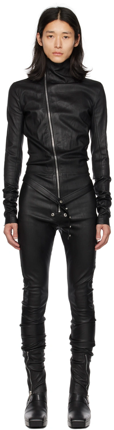 Rick Owens Black Gary Leather Jumpsuit