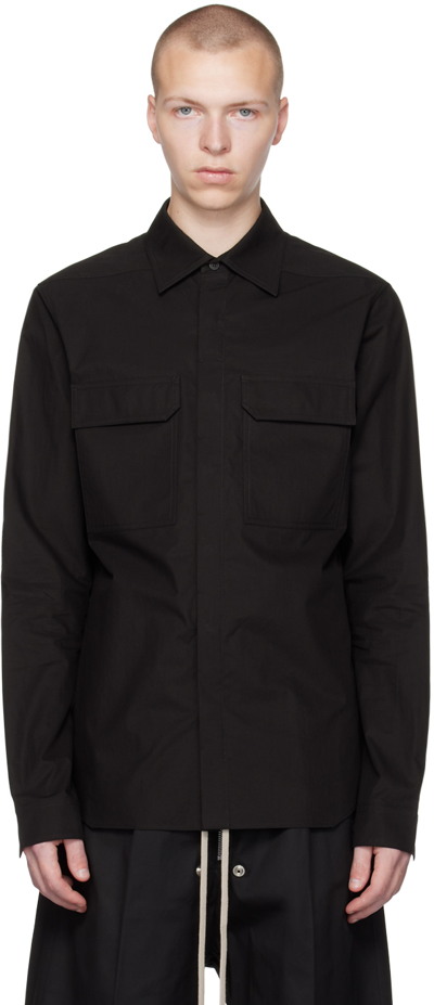 Rick Owens Black Work Shirt In 09 Black