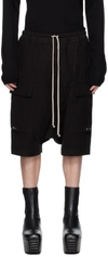 Rick Owens Drawstring Knee Length Shorts With Button Detailing In 09 Black