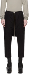 RICK OWENS BLACK DRAWSTRING TROUSERS