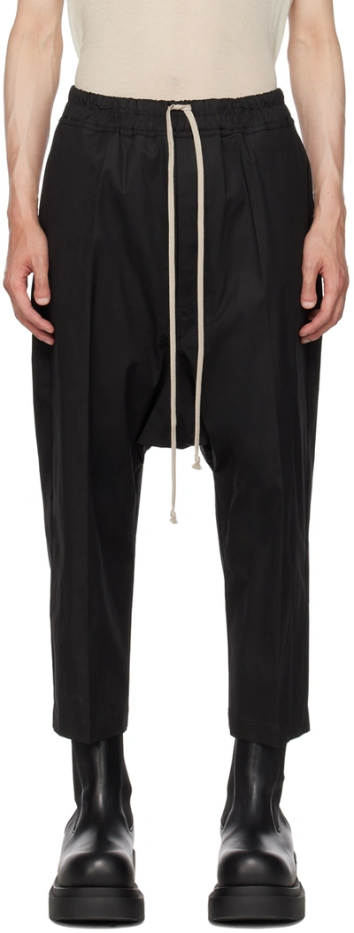 Rick Owens Black Drawstring Trousers In 09 Black