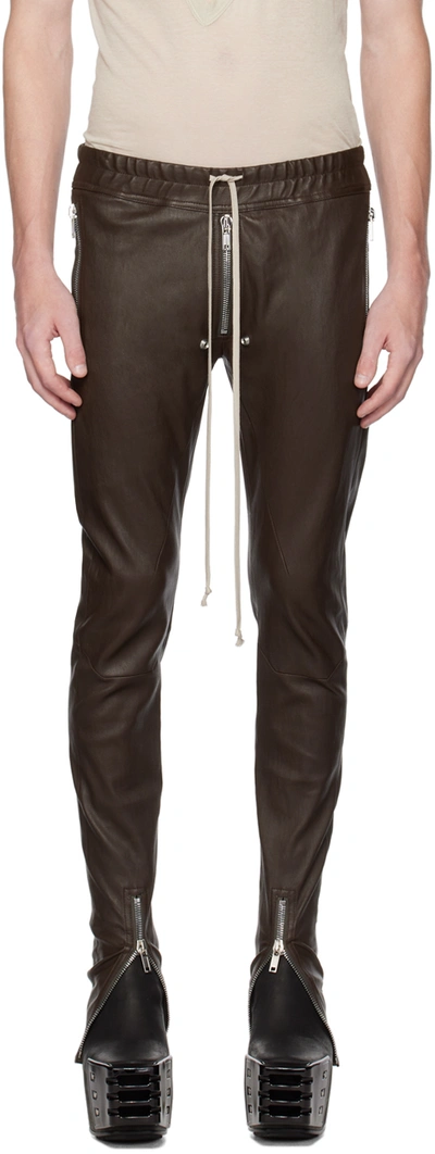 Rick Owens Brown Gary Leather Trousers In 04 Brown