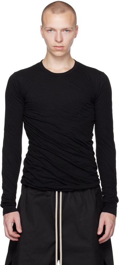 Rick Owens Black Rib Long Sleeve T-shirt In 09 Black