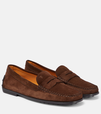 Tod's Suede Moccasins In Brown