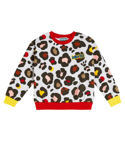 Kenzo Kids' Printed Cotton Blend Sweatshirt W/logo In Multicolor