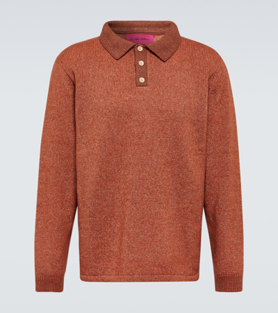 The Elder Statesman Cashmere And Cotton Polo Top In Orange