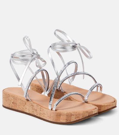 Ancient Greek Sandals Morfi Leather Platform Sandals In Silver