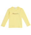 Monnalisa Logo Cotton Top In Yellow
