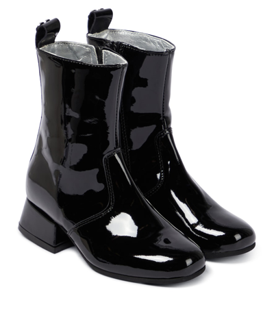 Monnalisa Kids' Patent Leather Boots In Black
