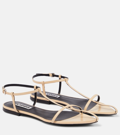 Jil Sander Toe Leather Sandals In White