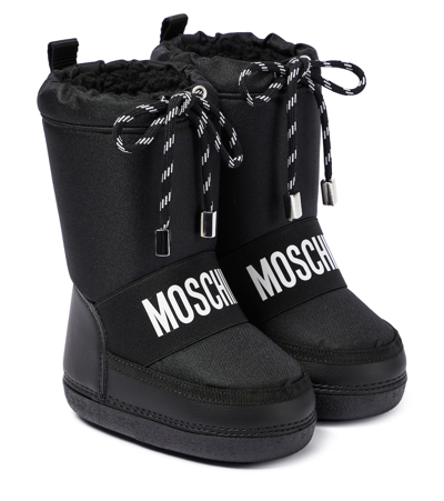 Moschino Kids' Logo Ski Boots In Black