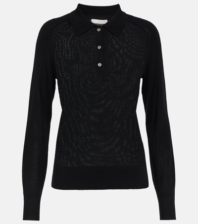 Co Cashmere Polo Jumper In Black