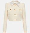 Alessandra Rich Cropped Jacket In Bouclé Tweed In White