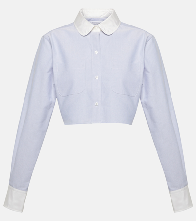 Thom Browne Cropped Cotton Shirt In Blue