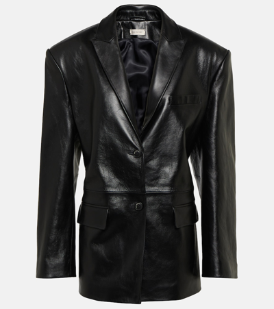 The Mannei Jafr Tailored Leather Blazer In Black