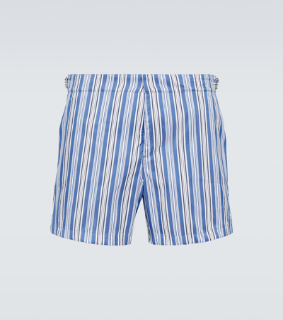 Loro Piana Kito Striped Swim Trunks In Blue