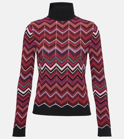 Missoni Zig-zag Knit Turtleneck Sweater In Multicolor