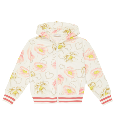 Monnalisa Kids' Printed Cotton Jersey Hoodie In Multicoloured