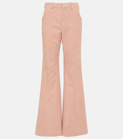 Chloé Corduroy Straight-leg Trousers In Misty Pink