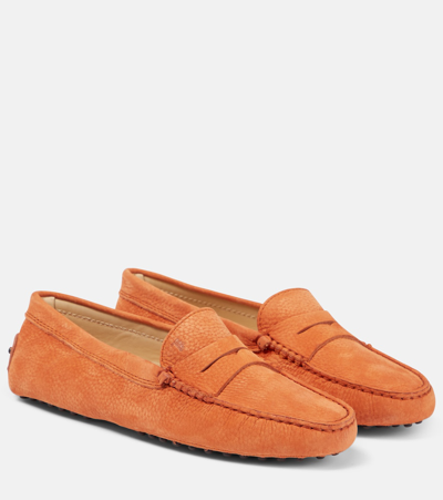 Tod's Gommino Leather Moccasins In Orange