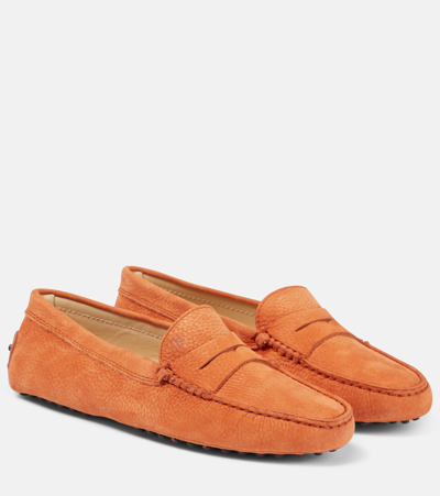 Tod's Gommino Driving Leather Loafers In Orange